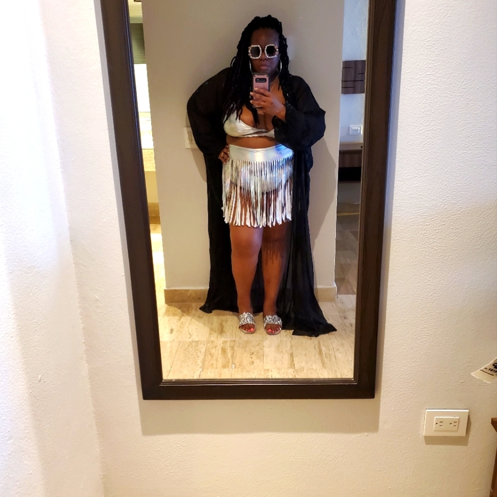 Silver Fringe Plus Size 2 piece bottoms..Top not for sale